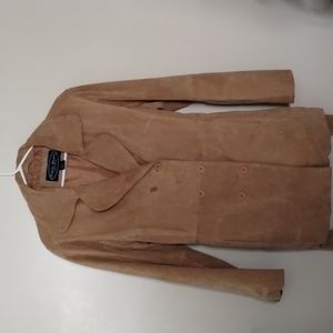 PARIS BLUE'S OUTWEAR. WOMEN 100% LEATHER SUEDE MID BLAZER JACKET W/ POCKETS